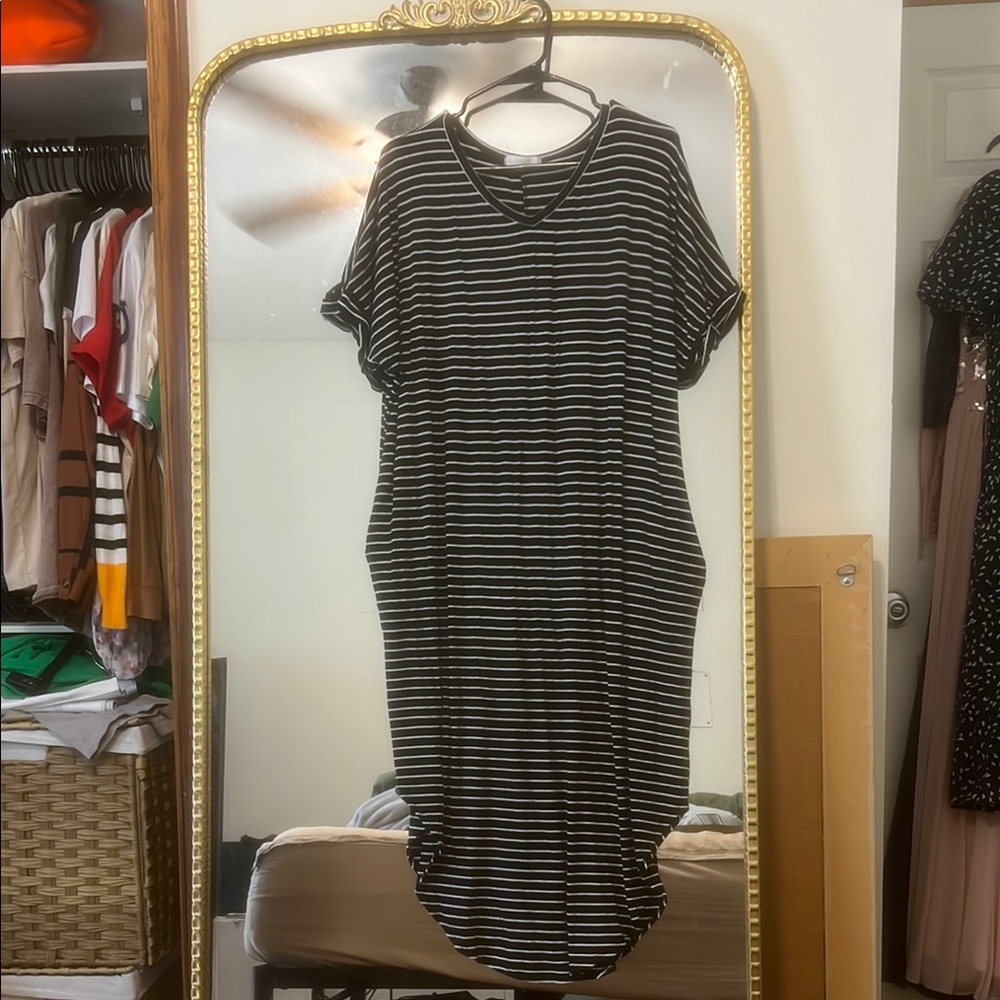 Cherish Black and White maternity Dress with Dolman Sleeves